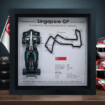 George Russell Singapore GP 2025 Mercedes Victory Shadowbox – Marina Bay Street Circuit F1 Track Layout