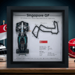 George Russell Singapore GP 2025 Mercedes Victory Shadowbox – Marina Bay Street Circuit F1 Track Layout