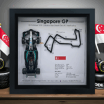 George Russell Singapore GP 2025 Mercedes Victory Shadowbox – Marina Bay Street Circuit F1 Track Layout
