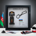 Framed 3D art of Max Verstappen’s victory at the 2025 Azerbaijan Grand Prix in Baku, featuring Red Bull car, track layout, and race stats.