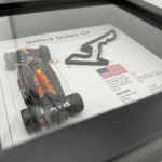 Max Verstappen wins 2025 United States Grand Prix at Circuit of The Americas – F1 3D shadowbox featuring Red Bull car and Austin track layout