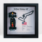 Max Verstappen wins 2025 United States Grand Prix at Circuit of The Americas – F1 3D shadowbox featuring Red Bull car and Austin track layout