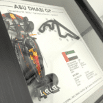 Max Verstappen Abu Dhabi Grand Prix 2025 Formula 1 3D shadowbox artwork with Yas Marina Circuit