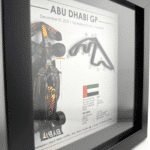 Max Verstappen Abu Dhabi Grand Prix 2025 Formula 1 3D shadowbox artwork with Yas Marina Circuit